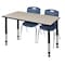 Regency Regency Kee 48 x 24 in. Adjustable Classroom Table- Maple & 2 Andy 18 in. Stack Chairs- Blue MT4824PLAPBK40NV - alternate 1
